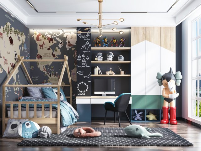 modern childrens room Modèle 3D .c4d .max .obj .3ds .fbx .stl .blend 