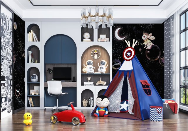 modern childrens room 3D Model .c4d .max .obj .3ds .fbx .stl .blend 