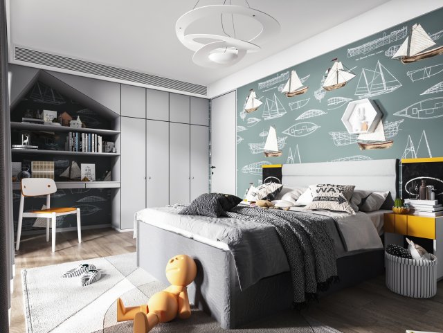 modern childrens room 3D Модель .c4d .max .obj .3ds .fbx .stl .blend 