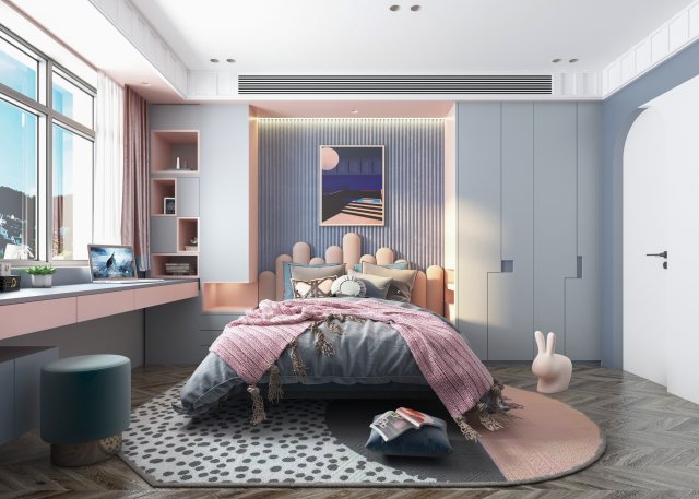 modern childrens room 3D Модель .c4d .max .obj .3ds .fbx .stl .blend 