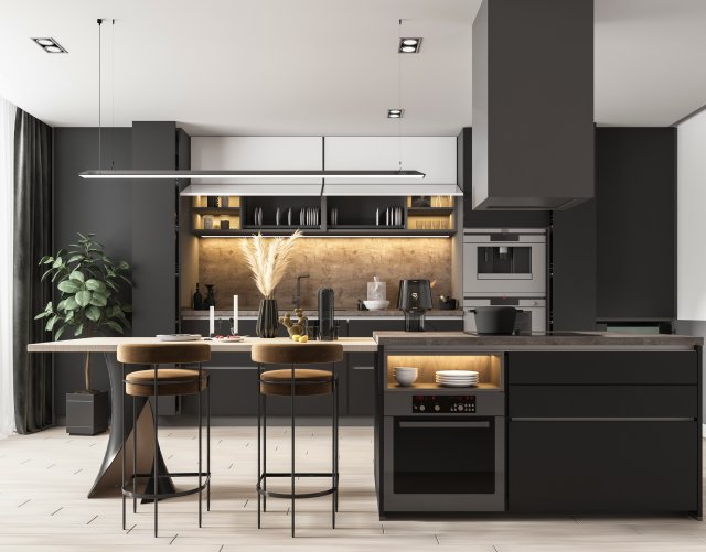 modern style open kitchen 3D Model .c4d .max .obj .3ds .fbx .stl .blend