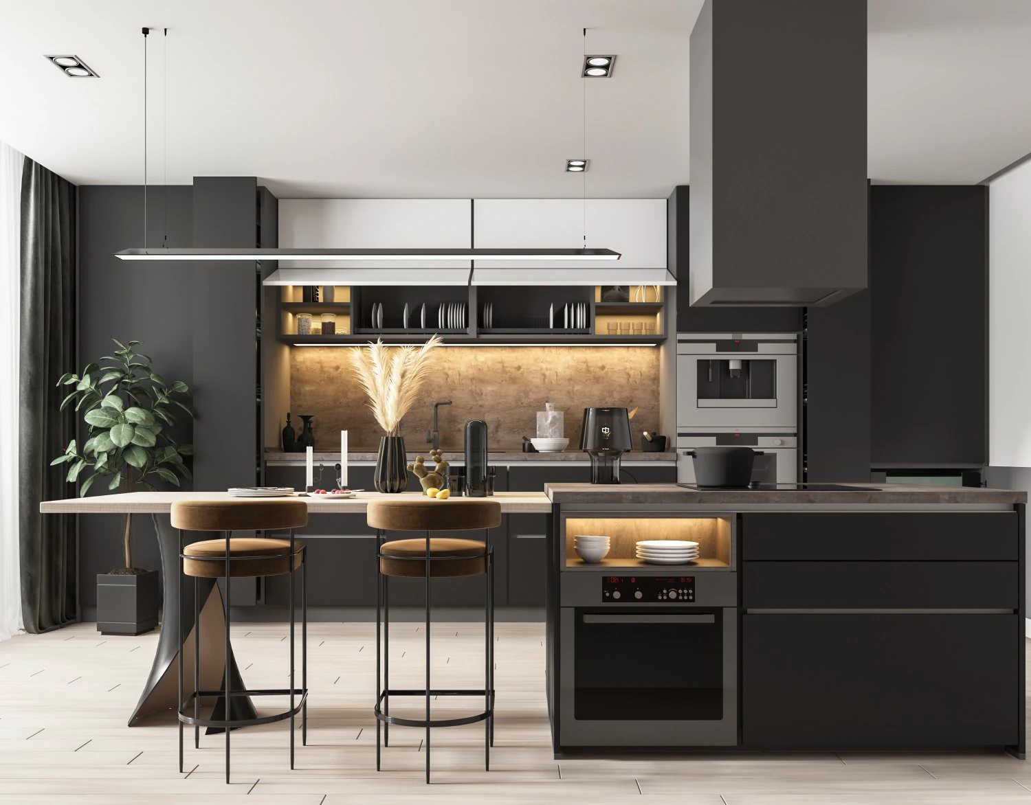 modern style open kitchen 3D Model .c4d .max .obj .3ds .fbx .stl .blend 