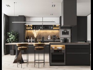 modern style open kitchen 3D Модель