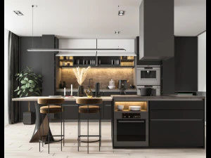 cozinha aberta de estilo moderno Modelo 3D