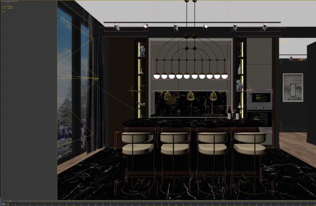 modern light luxury kitchen 3D Model .c4d .max .obj .3ds .fbx .stl .blend