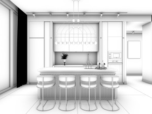 modern light luxury kitchen 3D Modell