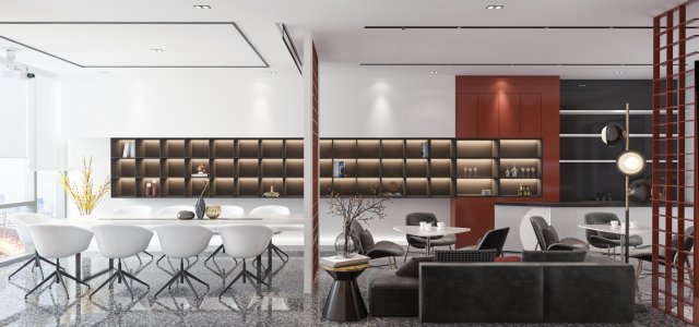 modern office reception room Modelo 3D .c4d .max .obj .3ds .fbx .stl .blend 