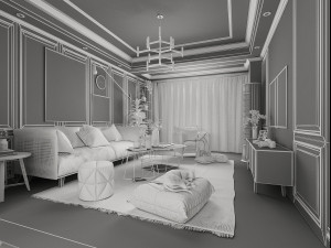 nordic living room dining room 3D 모델