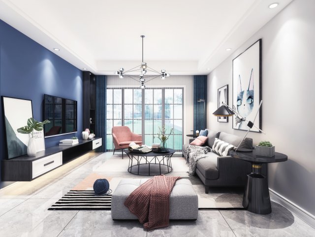 nordic living room dining room 3D-Modell .c4d .max .obj .3ds .fbx .stl .blend 