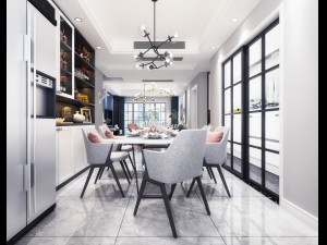 nordic living room dining room 3D-Modell