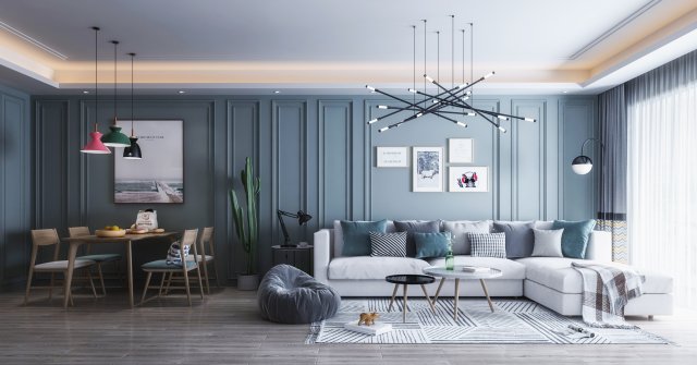nordic living room dining room 3D 模型 .c4d .max .obj .3ds .fbx .stl .blend 