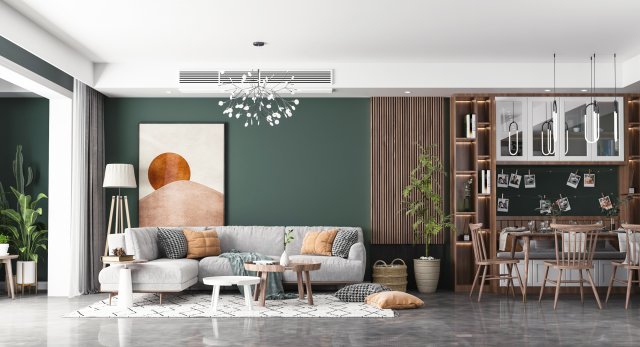 nordic living room dining room 3D Model .c4d .max .obj .3ds .fbx .stl .blend 
