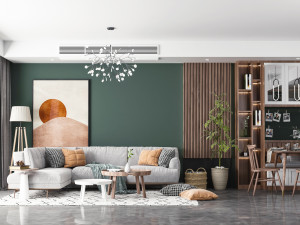 nordic living room dining room 3D Model
