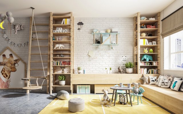 nordic childrens room recreation area 3D Model .c4d .max .obj .3ds .fbx .stl .blend 