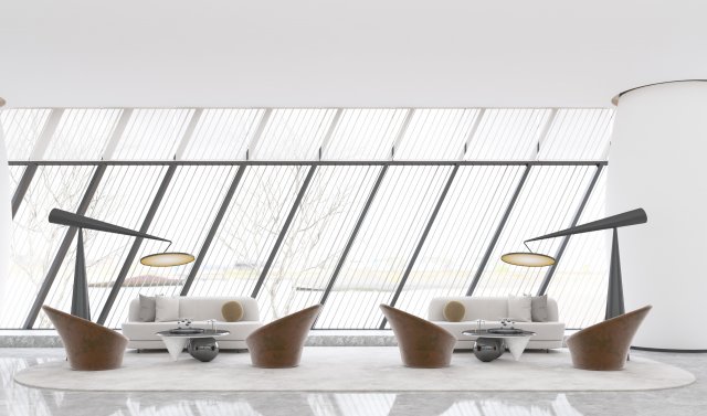 reception area of modern sales office Modelo 3D .c4d .max .obj .3ds .fbx .stl .blend 