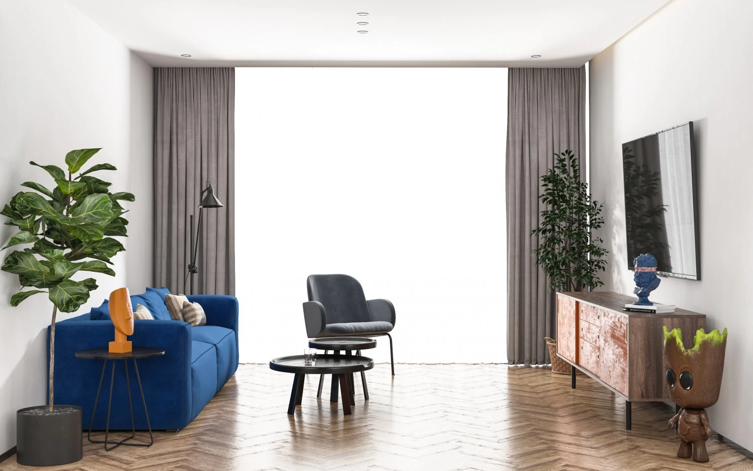 nordic living room 3D Model .c4d .max .obj .3ds .fbx .stl .blend 