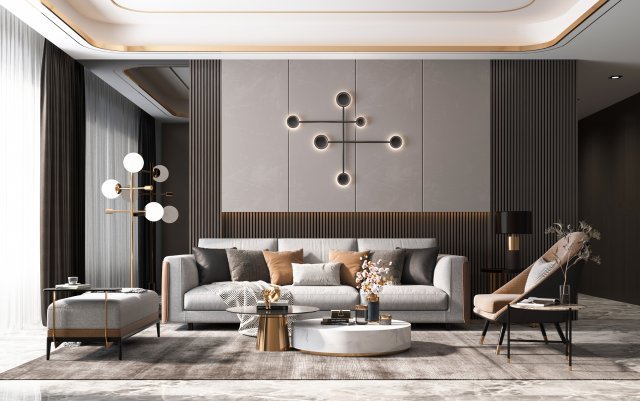 modern living room Modello 3D .c4d .max .obj .3ds .fbx .stl .blend 