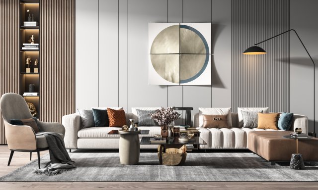 modern living room Modelo 3D .c4d .max .obj .3ds .fbx .stl .blend 