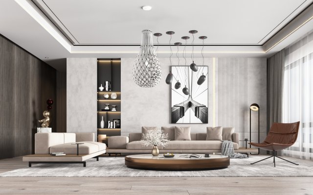 modern living room 3D Modell .c4d .max .obj .3ds .fbx .stl .blend 