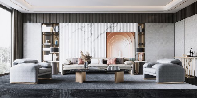 modern living room Modelo 3D .c4d .max .obj .3ds .fbx .stl .blend