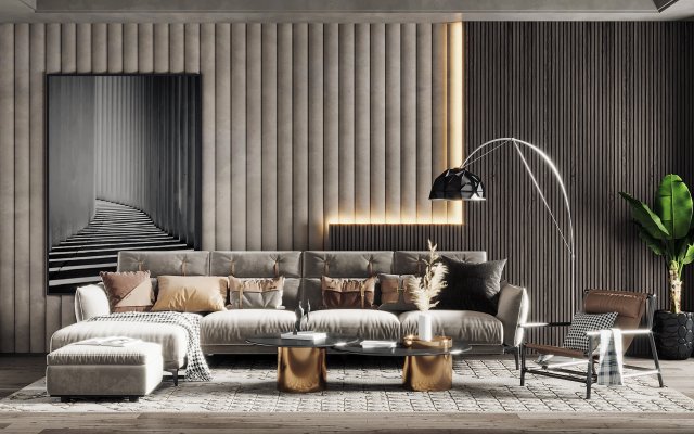 modern living room Modèle 3D .c4d .max .obj .3ds .fbx .stl .blend 