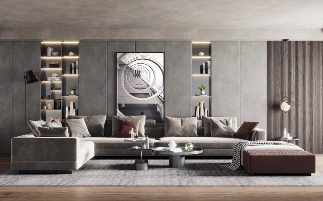 modern living room Model 3D .c4d .max .obj .3ds .fbx .stl .blend