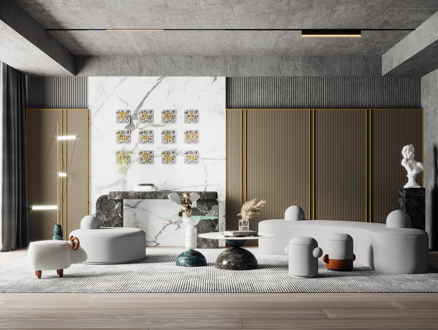 modern living room 3D Model .c4d .max .obj .3ds .fbx .stl .blend 