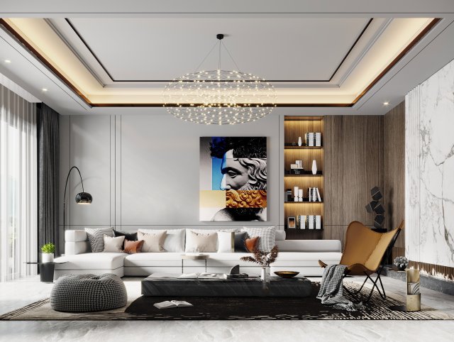modern living room 3D 모델 .c4d .max .obj .3ds .fbx .stl .blend 