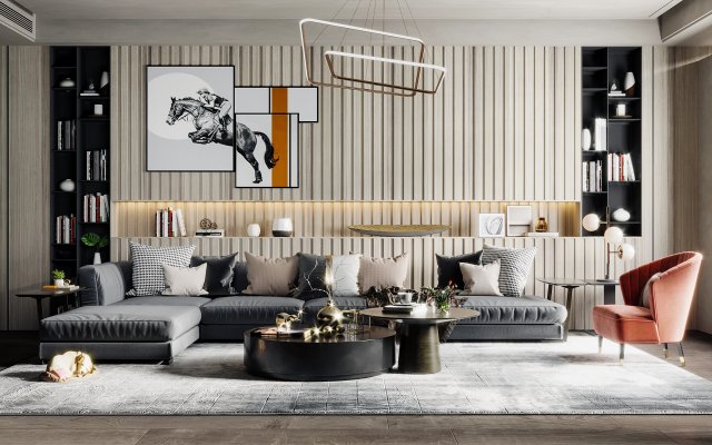 modern living room 3D Model .c4d .max .obj .3ds .fbx .stl .blend 
