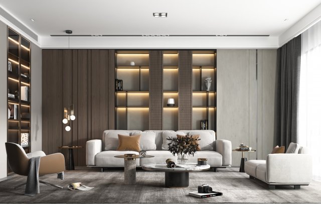 modern living room 3D Model .c4d .max .obj .3ds .fbx .stl .blend 