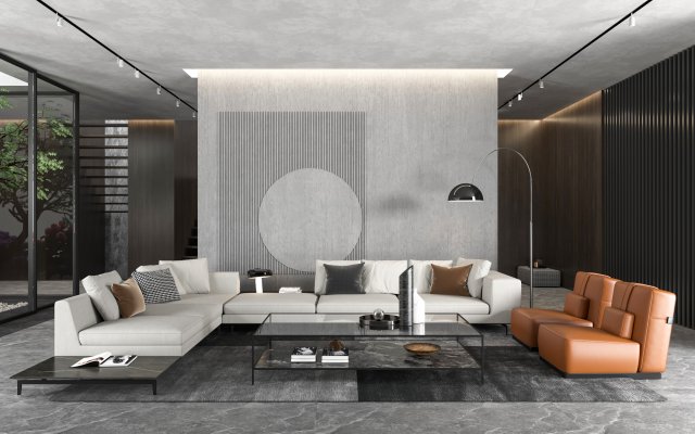 modern living room Model 3D .c4d .max .obj .3ds .fbx .stl .blend