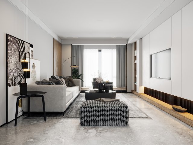 modern living room 3D मॉडल .c4d .max .obj .3ds .fbx .stl .blend 