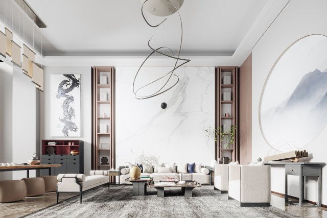 modern living room 3D 模型 .c4d .max .obj .3ds .fbx .stl .blend