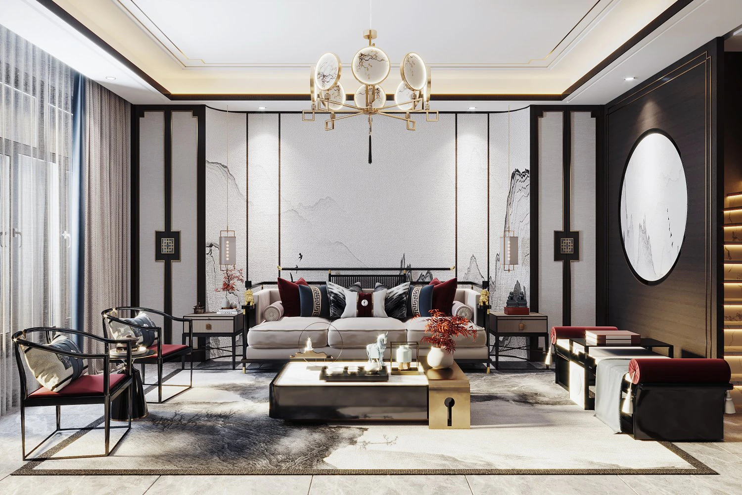modern living room 3D Model .c4d .max .obj .3ds .fbx .stl .blend 