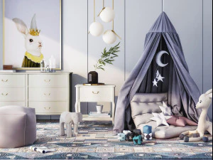 sala de recreo infantil n&oacute;rdica Modelo 3D