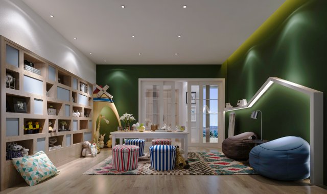 modern childrens recreation room Model 3D .c4d .max .obj .3ds .fbx .stl .blend 