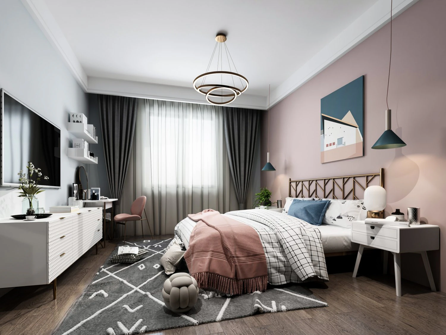 nordic light luxury master bedroom 3D Model .c4d .max .obj .3ds .fbx .stl .blend 