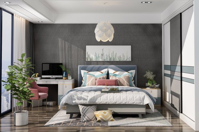 nordic bedroom 3D 模型 .c4d .max .obj .3ds .fbx .stl .blend 