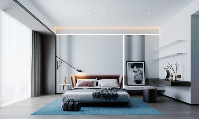 modern minimalist bedroom Modelo 3D .c4d .max .obj .3ds .fbx .stl .blend 