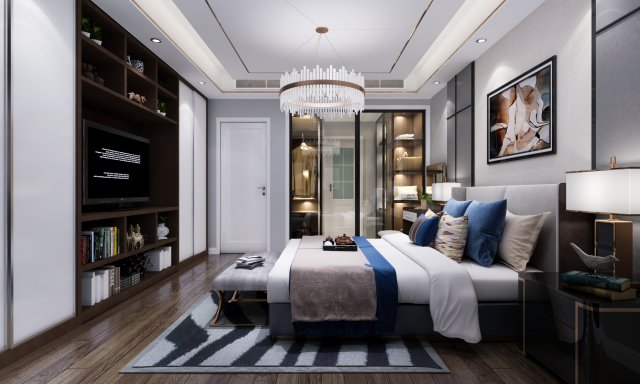 modern light luxury master bedroom Model 3D .c4d .max .obj .3ds .fbx .stl .blend 