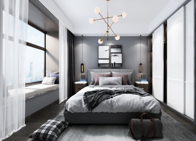 modern bedroom Modelo 3D .c4d .max .obj .3ds .fbx .stl .blend 