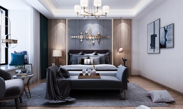modern bedroom 3D Модель .c4d .max .obj .3ds .fbx .stl .blend 