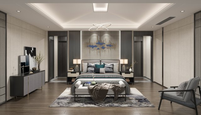 new chinese bedroom 3D मॉडल .c4d .max .obj .3ds .fbx .stl .blend 