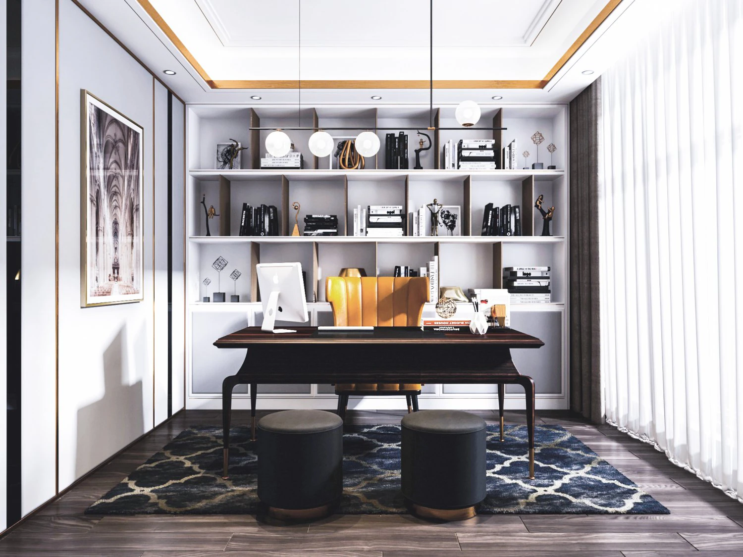 modern light luxury study 3D Model .c4d .max .obj .3ds .fbx .stl .blend 