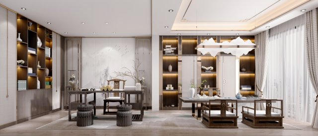 new chinese style study 3D Model .c4d .max .obj .3ds .fbx .stl .blend 