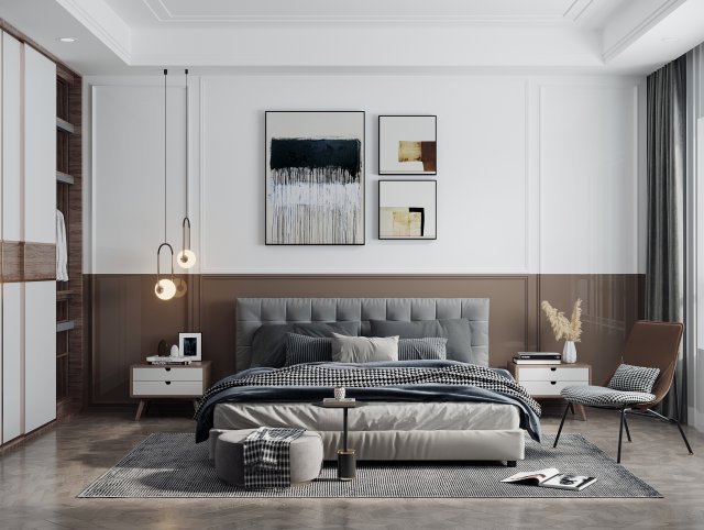 modern bedroom 3D Model .c4d .max .obj .3ds .fbx .stl .blend 