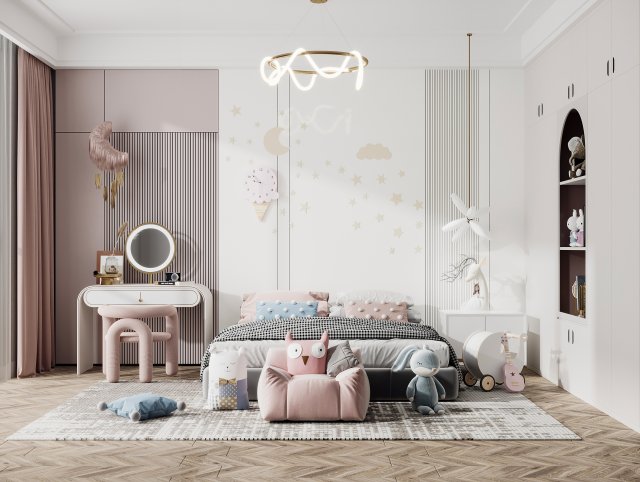 modern childrens room 3D Model .c4d .max .obj .3ds .fbx .stl .blend 