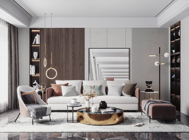 modern living room 3D Model .c4d .max .obj .3ds .fbx .stl .blend 