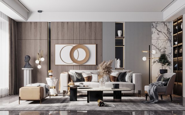 modern living room 3D Model .c4d .max .obj .3ds .fbx .stl .blend 