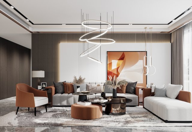 modern living room 3D Model .c4d .max .obj .3ds .fbx .stl .blend 